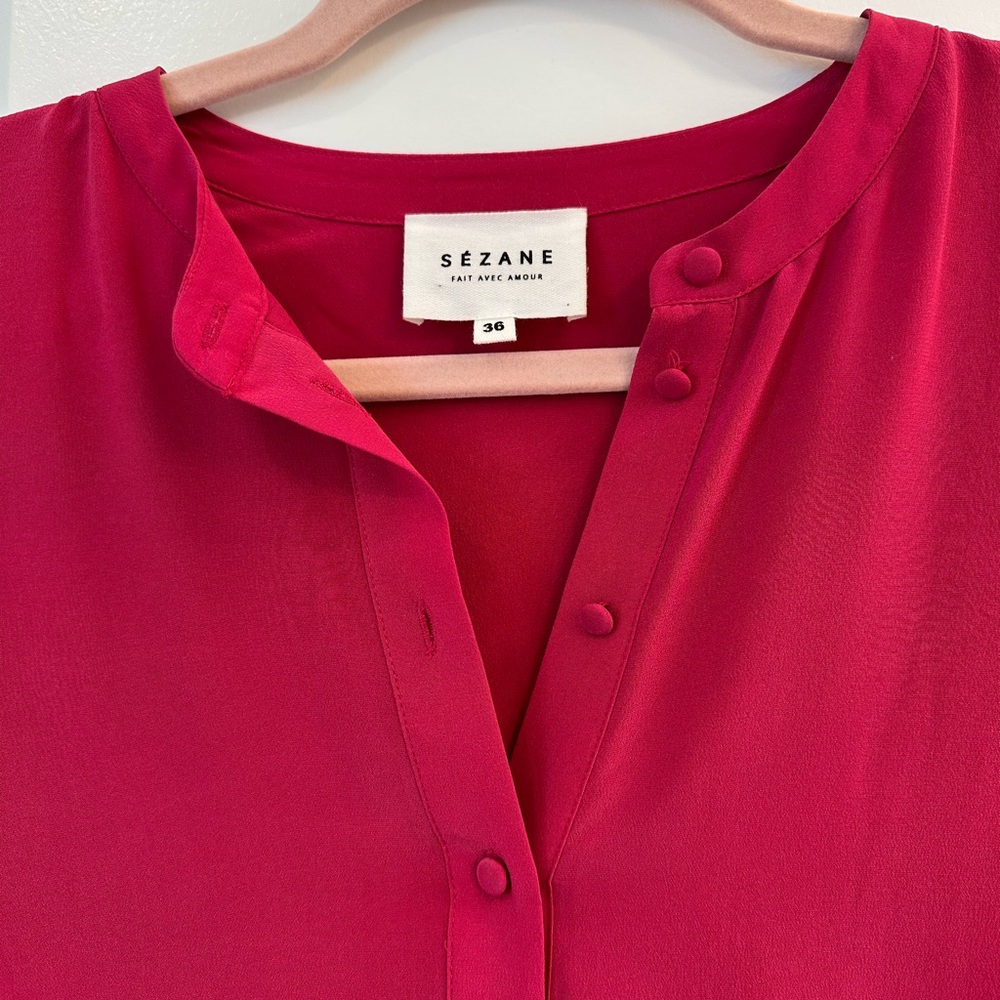 Sezane Pink Boxy Tunic Dress with Mandarin Collar - Picture 3 of 6